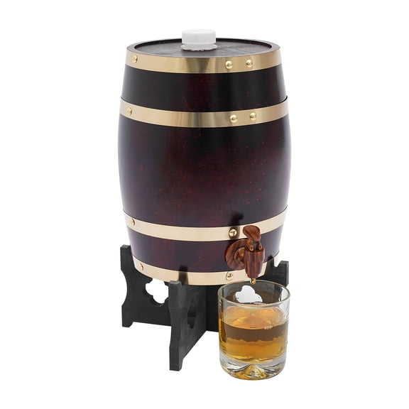 DUYIWAA 5L/1.32Gal Wine Barrel Vertical Pine Wood Wine Barrel Beer Whisky Storage Bucket with Base and Faucet