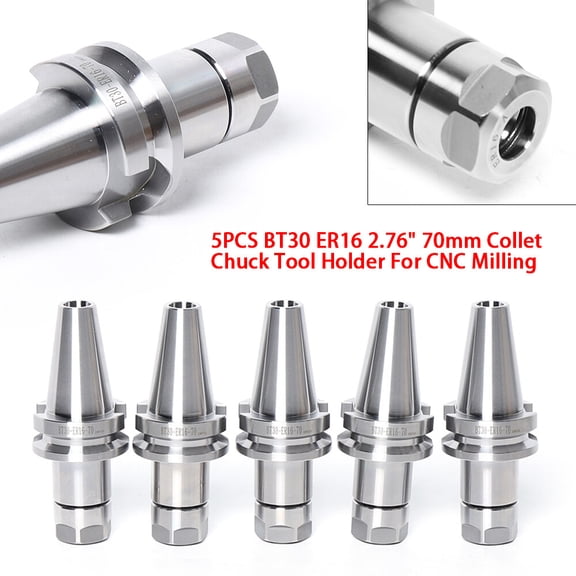 DUYIWAA 5PCS BT30 ER16 Collet Chuck Tool Holder Set 2.76" 70mm Length Chuck Tool Holder Set Mill Holder For Cnc Engraving Machine Milling Lath Length Tool Holder Set For CNC Milling Drill 12000 RPM