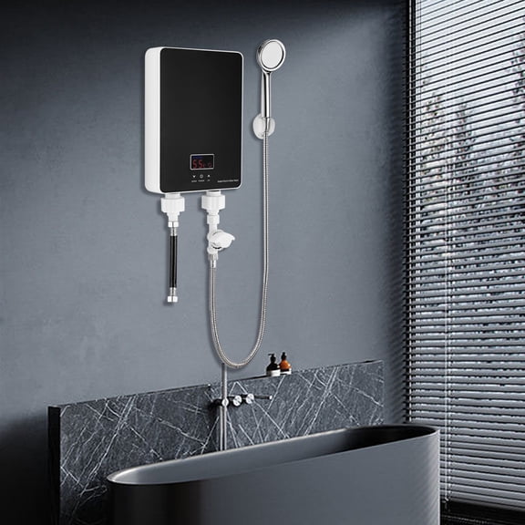 DUYIWAA 6000W Mini Kitchen Instantaneous Water Heater, Shower Tankless Heater, Low Pressure Under Sink Kitchen, Electric Instant Garden LED Panel, Energy Saving