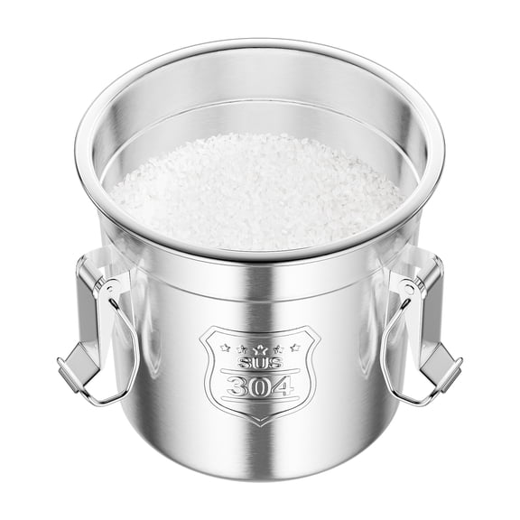 DUYIWAA 6L Stainless Steel Grain Container Kitchen Rice Cereal Storage Bucket w/Handles and Lid