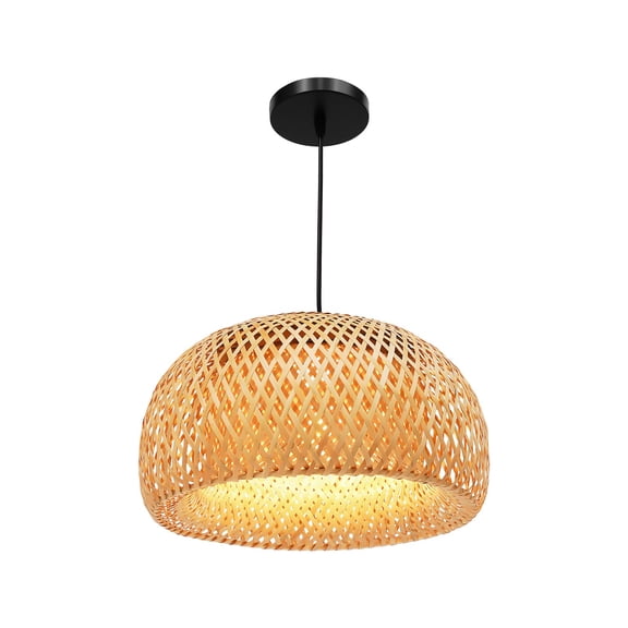 DUYIWAA Bamboo Pendant Light Wicker Rattan Hanging Ceiling Lamp Fixture Rustic Farmhouse Chandelier