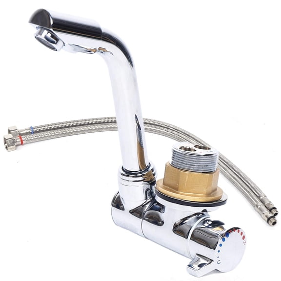 DUYIWAA Foldable Marine Boat Faucet RV Caravan Copper Faucet Hot/Cold Water Tap 360 Rotation Faucet