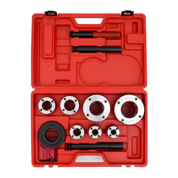 DUYIWAA Manual Ratcheting Pipe Threading Tool Set BSPT Pipe Threader with 7 Dies (3/8in-2in)
