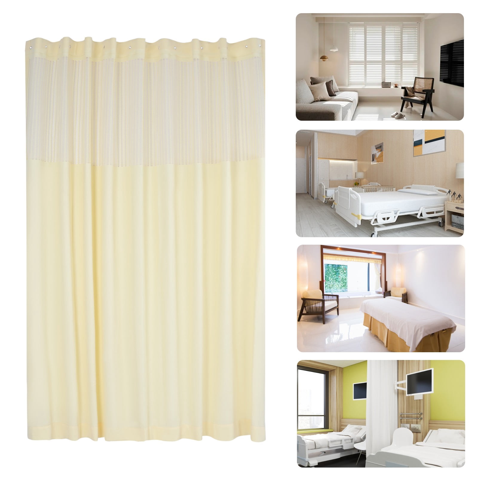 DUYIWAA Room Divider Curtain Privacy Screen Panel 9ft Wide x 8ft Tall Privacy Cubicle Curtain with Mesh Top