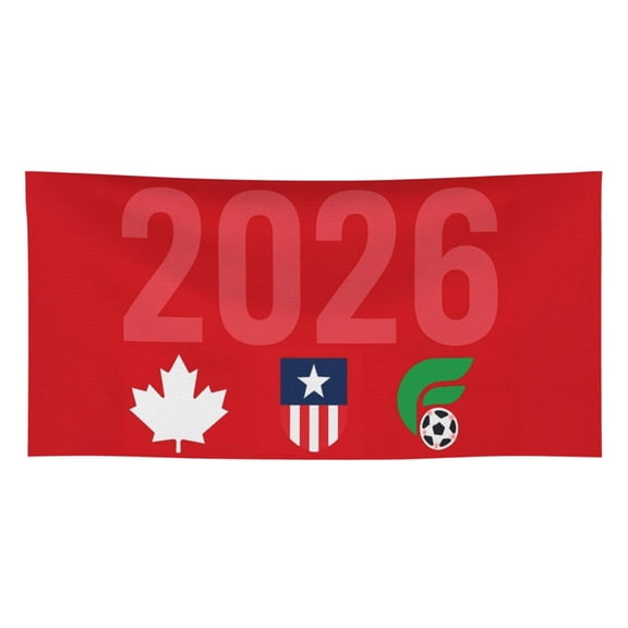 DUYIWUE 2026 World Cup Flag 4 × 6 Ft, Triple Emblem USA Canada Mexico Banner Decor Flag, Fans Cheer Banner for Tailgates, Watch Parties & Patriotic Fan Gifts