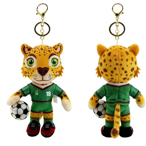 DUYIWUE 2026 World Cup Jaguar Mascot Plush Keychain 6.7 Inch, Soccer Themed Stuffed Animals Bag Charm with Mini Soccer Ball, World Cup Merchandise Bag Pendant Gift for Soccer Fans