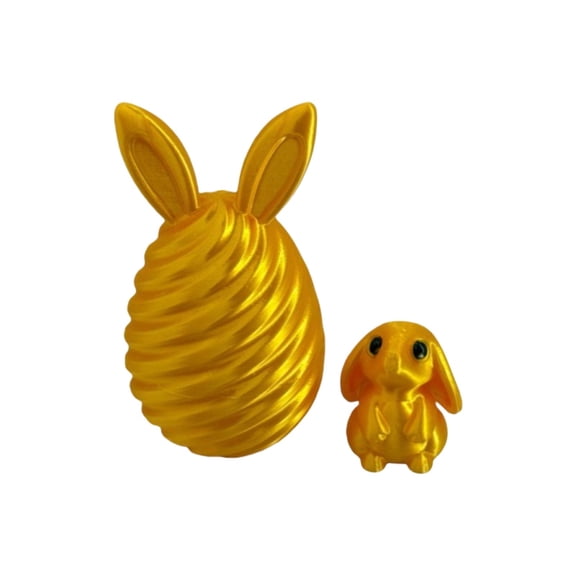 DUYIWUE 3D Printed Easter Bunny Egg 3.5 inches, 3D Printed Bunny Eggs with Rabbits Figurine Inside, Funny Bunny Egg Ornament, Surprise Easter Gift Ideas for Kids