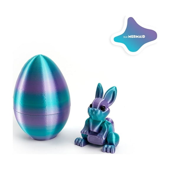 DUYIWUE 3D Printed Easter Bunny Eggs 2.36 inches, Prefilled Easter Eggs with Mini Bunny Inside, Surprise Egg 3D Printed Colorful Rabbit Figurine, Easter Basket Stuffers for Party Favors Gifts