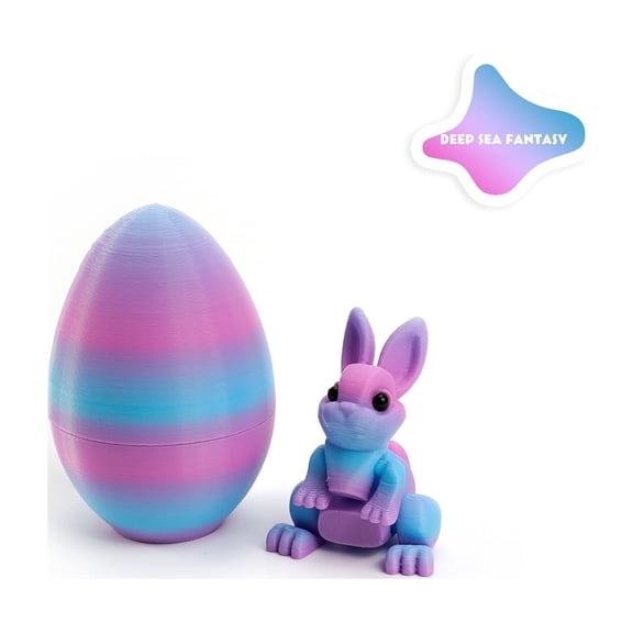 DUYIWUE 3D Printed Easter Bunny Eggs 2.36 inches, Prefilled Easter Eggs with Mini Bunny Inside, Surprise Egg 3D Printed Colorful Rabbit Figurine, Easter Basket Stuffers for Party Favors Gifts