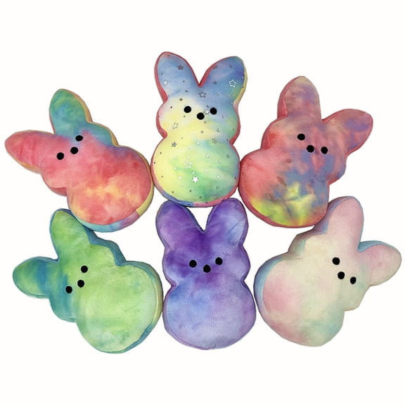 DUYIWUE 6 PCS Easter Bunny Plush 6 inches, Easter Bunny Stuffed Animals Bulk Plushie, Easter Basket Stuffers Egg Fillers Party Supplies Gift for Kids