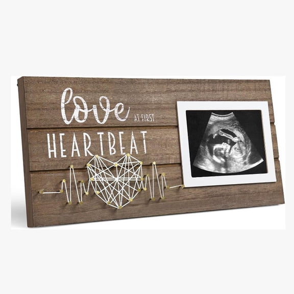 DUYIWUE Baby Sonogram Picture Frame 11.8 inches, Pregnancy Announcements Baby Gender Reveal Gifts, Love At First Heartbeat Sonogram Picture Frame for Standard