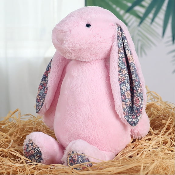 DUYIWUE Easter Blossom Bunny Plush Toys 7.8 inches, Easter Bunny Stuffed Animals with Floral Blossom Print Ears and Feet, Soft Cuddly Rabbit Plushie Hug Pillow Gift for Kids and Adult
