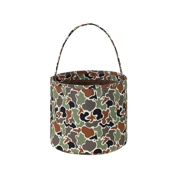 DUYIWUE Easter Camouflage Print Basket 8.8 inches, Easter Egg Storage Hand Basket, Trick-or-Treat Tote Bag, Reusable Bucket Storage Basket Handbag Party Novelty