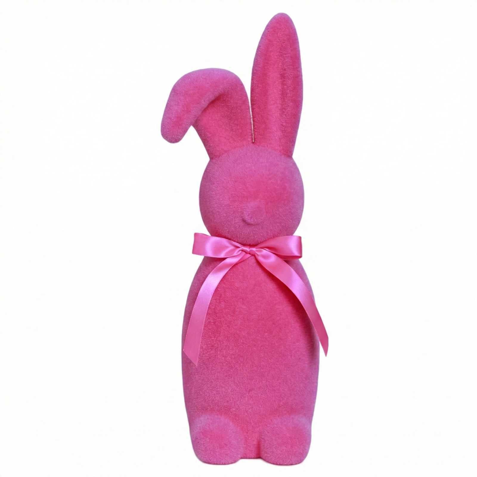 DUYIWUE Easter Flocked Bunny Figurine 16.5 inches, Flocking Rabbit ...
