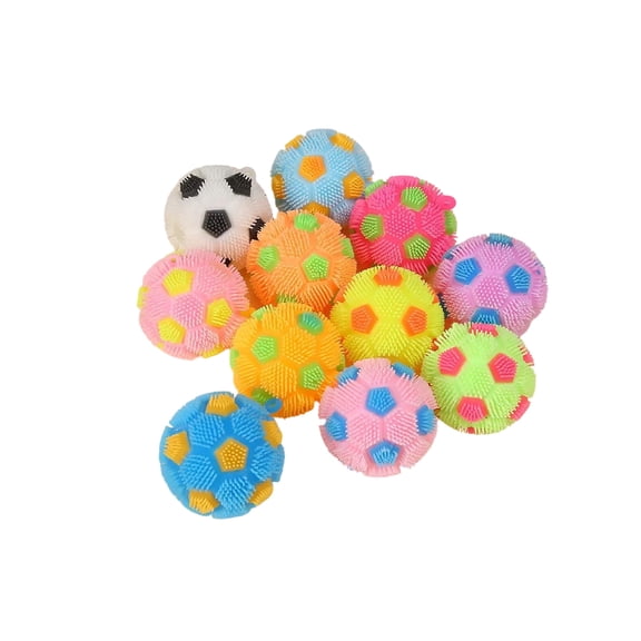 DUYIWUE Light up Soccer 2.76 inches, Glow in The Dark Bouncy Stress Relief Soccer, Rubber Sensory Flashing Ball for Carnival Prizes Bulk Party Favors Goodie Bag Gift, 1 Colors Random