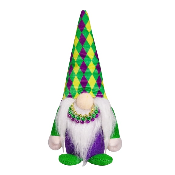 DUYIWUE Mardi Gras Gnomes Plush 9 inches, Cute Mardi Gras Gnomes with Purple Yellow and Green Hats, New Orleans Mardi Gras Party Tiered Tray Home Office Party Supply