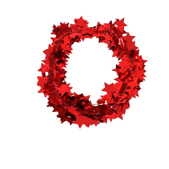 DUYIWUE Patriotic Sparkly Star Tinsel Wreaths 9.4 inches, Red Star Tinsel Wreaths with Wire, for Fourth of July, Independence Day, Birthday Party Festive Decoration