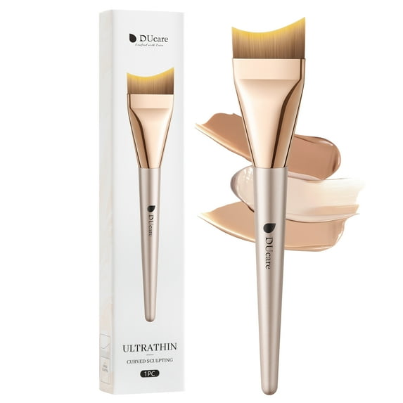 DUcare Angled Ultra-Thin Foundation Brush - Contour-Fitting Design for Liquid Makeup & Face Masks