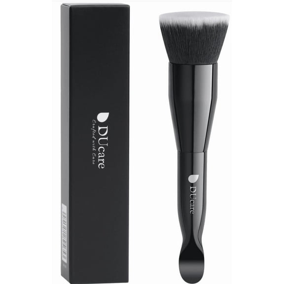 DUcare Dual-Ended Kabuki Brush & Spatula - 2-in-1 Pro Tool for Liquid, Cream & Powder