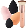 thumbnail image 1 of DUcare Flat Top Kabuki Brush with Reusable Makeup Sponges, Foundation Brush, Pink, 1 of 6