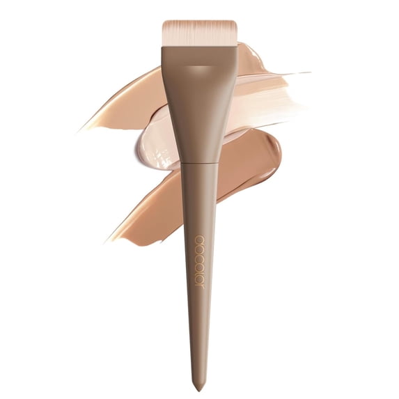 DOCOLOR Flat Top Foundation Brush - 1.2" Professional Kabuki Brush for Streak-Free Liquid, Cream & Powder - Khaki