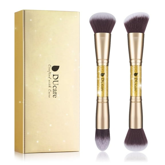 DUcare Makeup Brushes Duo End Foundation Powder Buffer and Contour Double Sided Cosmetic Tools 2Pcs