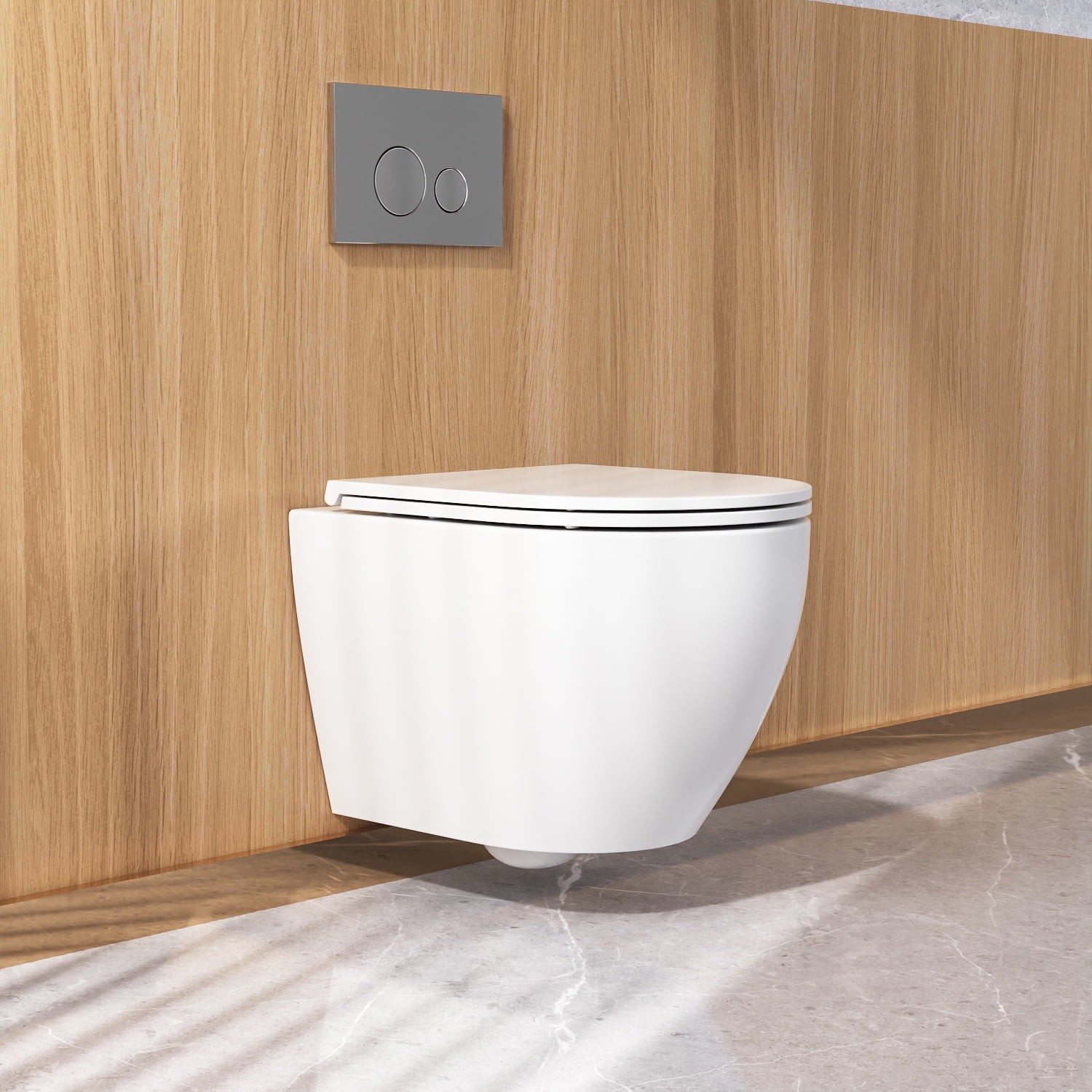 White Ceramic Elongated Wall Mounted Dual Flush Toilet