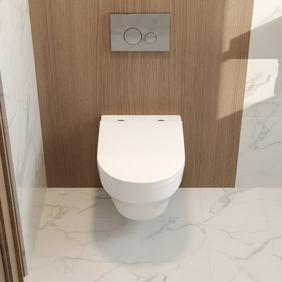 DV-1F0292-CF 2-Piece Toilet Elongated Dual-Flush Wall Mounted Toilet With Concealed In-Wall Tank (Seat Included)
