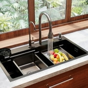 DV-1K0185 32" x 18"Drop-in Single Bowl Workstation Kitchen Sink 304 Stainless Steel Polished with Accessories