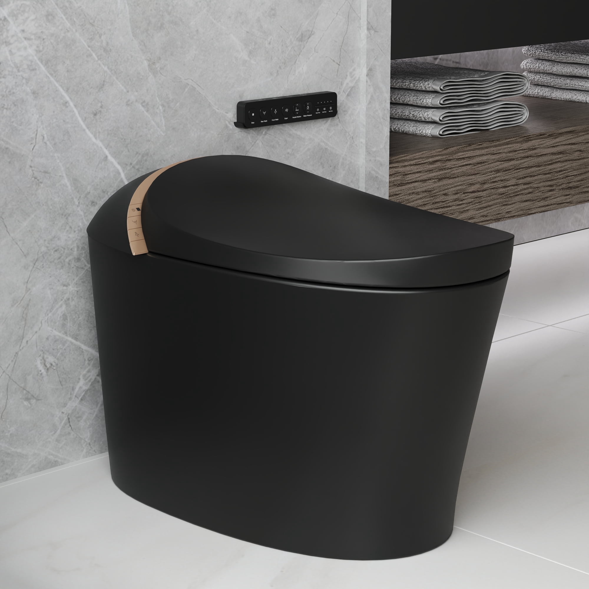 DV-1S0160B-V3 Smart Bidet Toilet, Auto Open & Close, Heated Seat, Warm Water, Wireless Remote Control, Premium