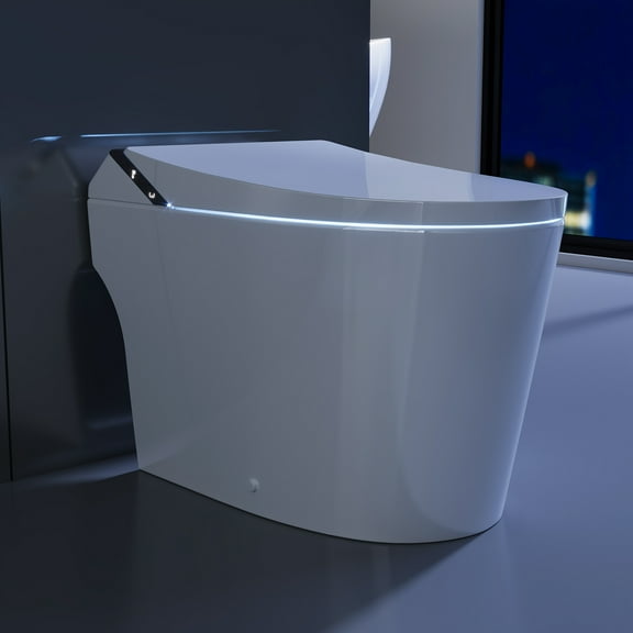 DV-1S0289 Smart Toilet With Ada-Compliant Chair Height, Auto Flush, Foam Shield Technology, Warm Air Dryer, Heated Seat, Night Light, And Remote Control