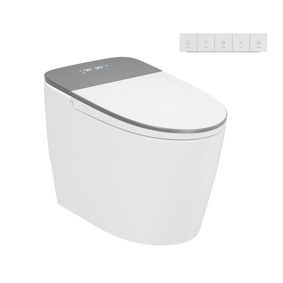 DV-1S0336 DeerValley Smart Toilet With Foam Shield, Heated Seat, ADA Height & Zero Pressure Flush Space-Saving Bidet Toilet For Everyday Comfort