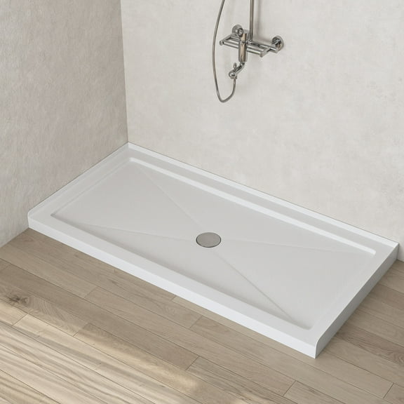 DV-1SB0100 60''W Shower Base in White with Single Threshold Shower Pan, Non-slip Design