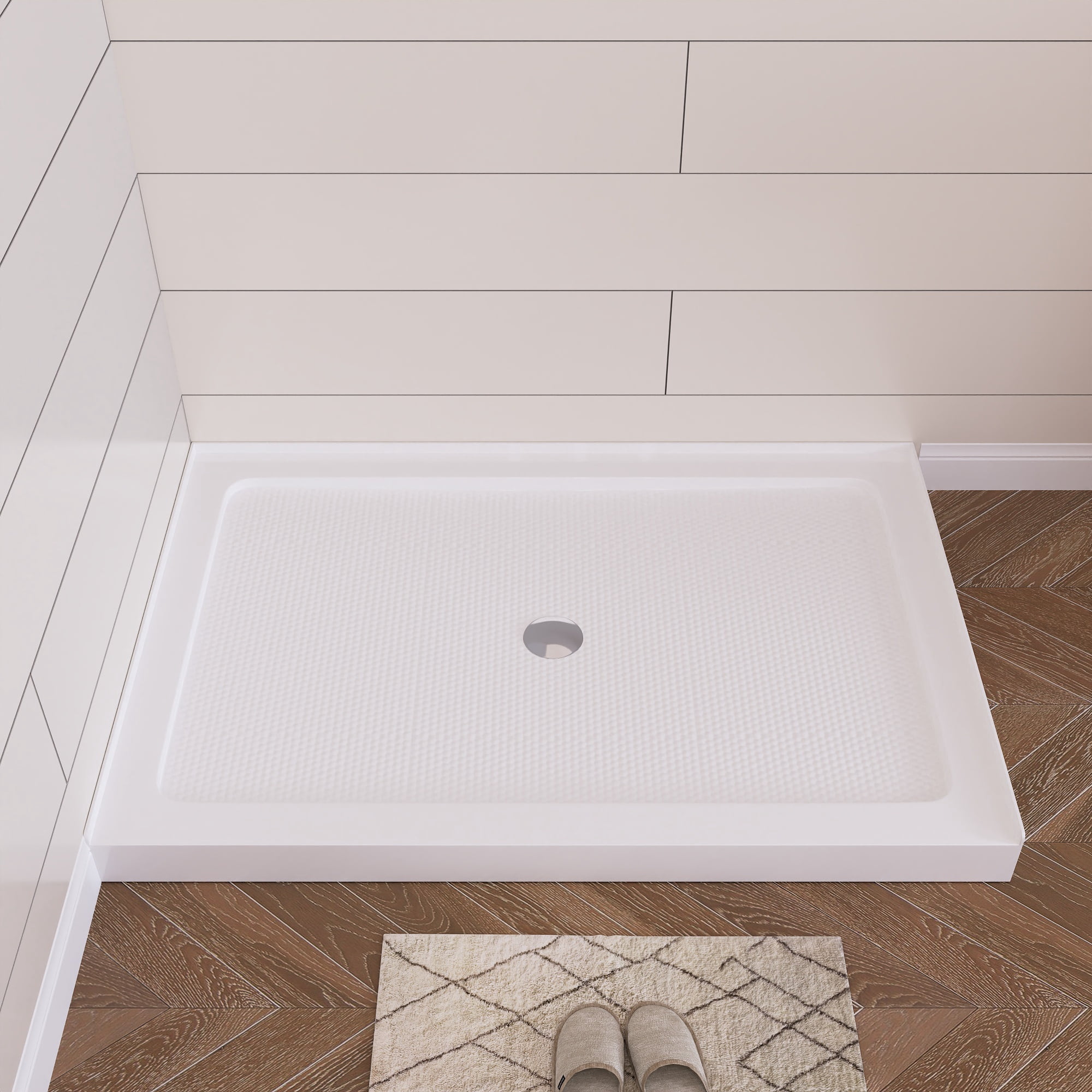 DV-1SB0108 48" Shower Base in White with Single Threshold Shower Pan, Non-slip Design