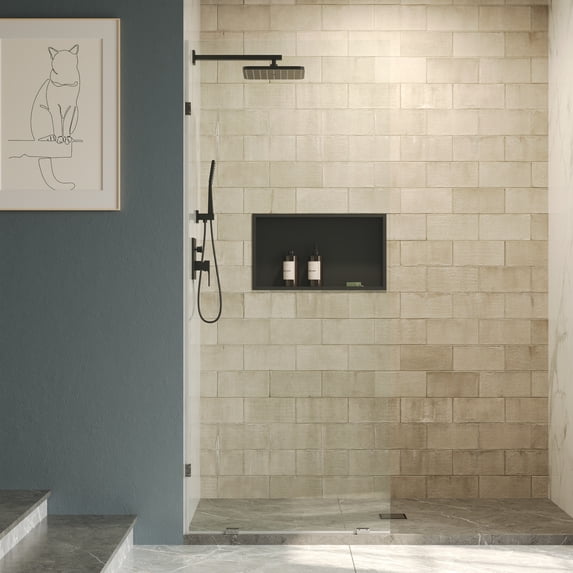 DV-1SD0221S Single Fixed Glass Panel For Shower 32"×78", Thick Frameless Tempered Safety Glass Shower Screen