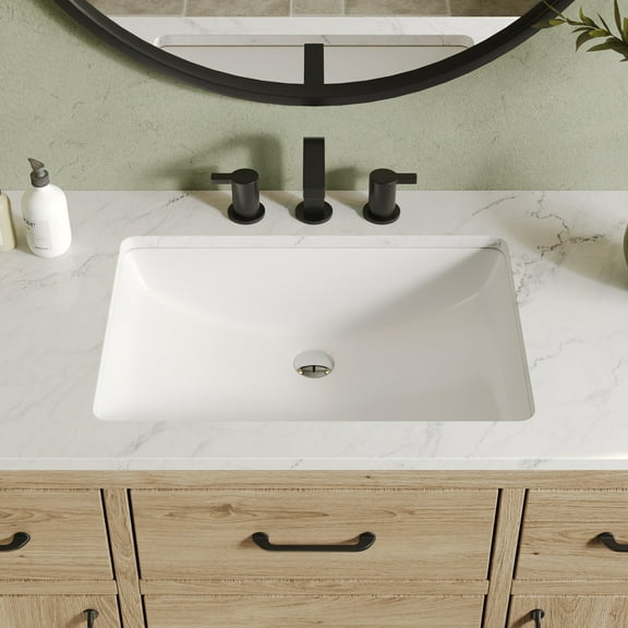DV-1U0208 DeerValley 24" x 17" White Ceramic Rectangular Undermount Bathroom Sink with Overflow