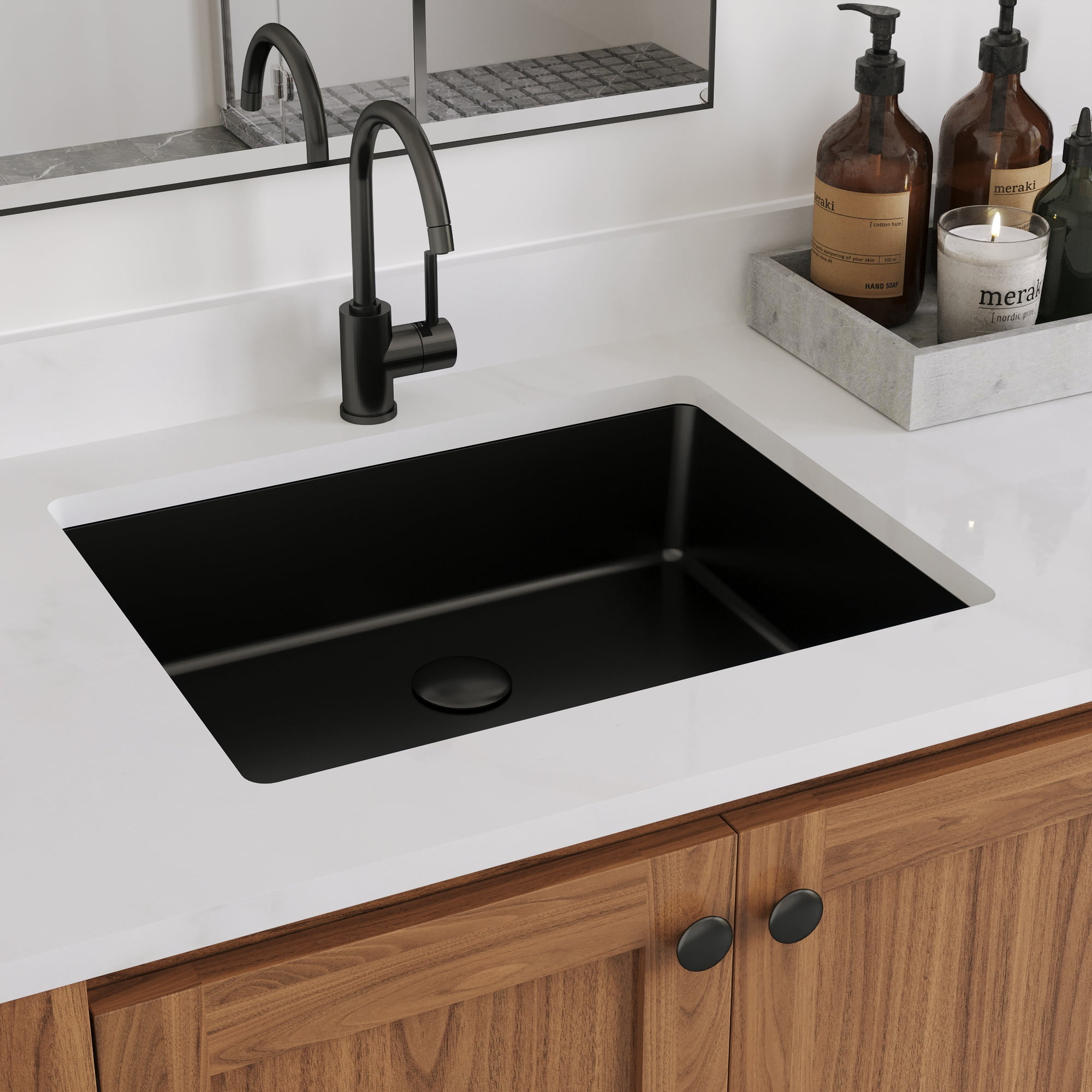 Ursa 19" x 15" Black Vitreous China Rectangular Undermount Bathroom Sink