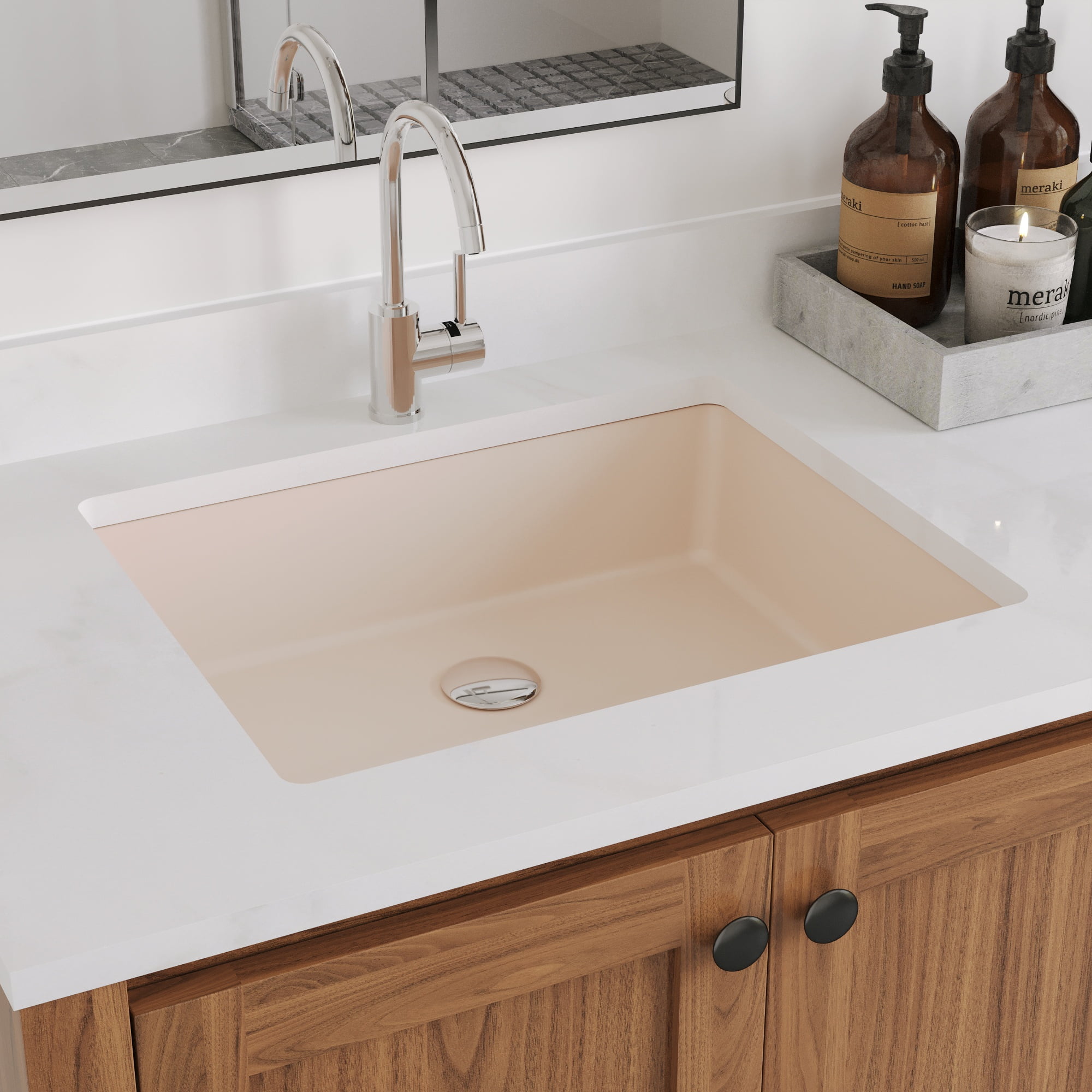 DV-1U201BN DeerValley Ursa 20" X 15.6" Rectangular Vitreous China Undermount Bathroom Sink with Overflow