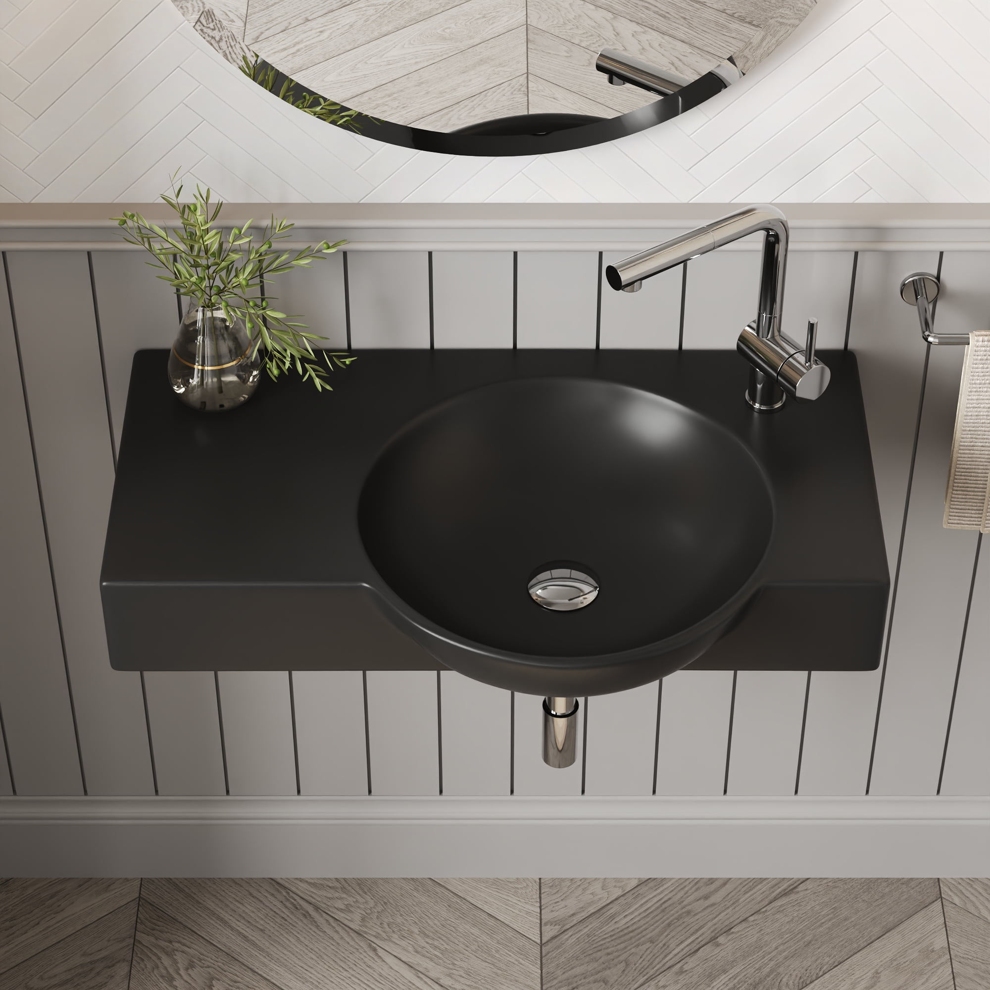 DV-1WS0125RB 30'' x 18'' Rectangular Vitreous China Wall Mount Bathroom Sink with Faucet Hole
