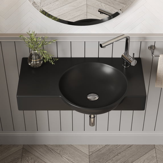 DV-1WS0125RB 30'' x 18'' Rectangular Vitreous China Wall Mount Bathroom Sink with Faucet Hole