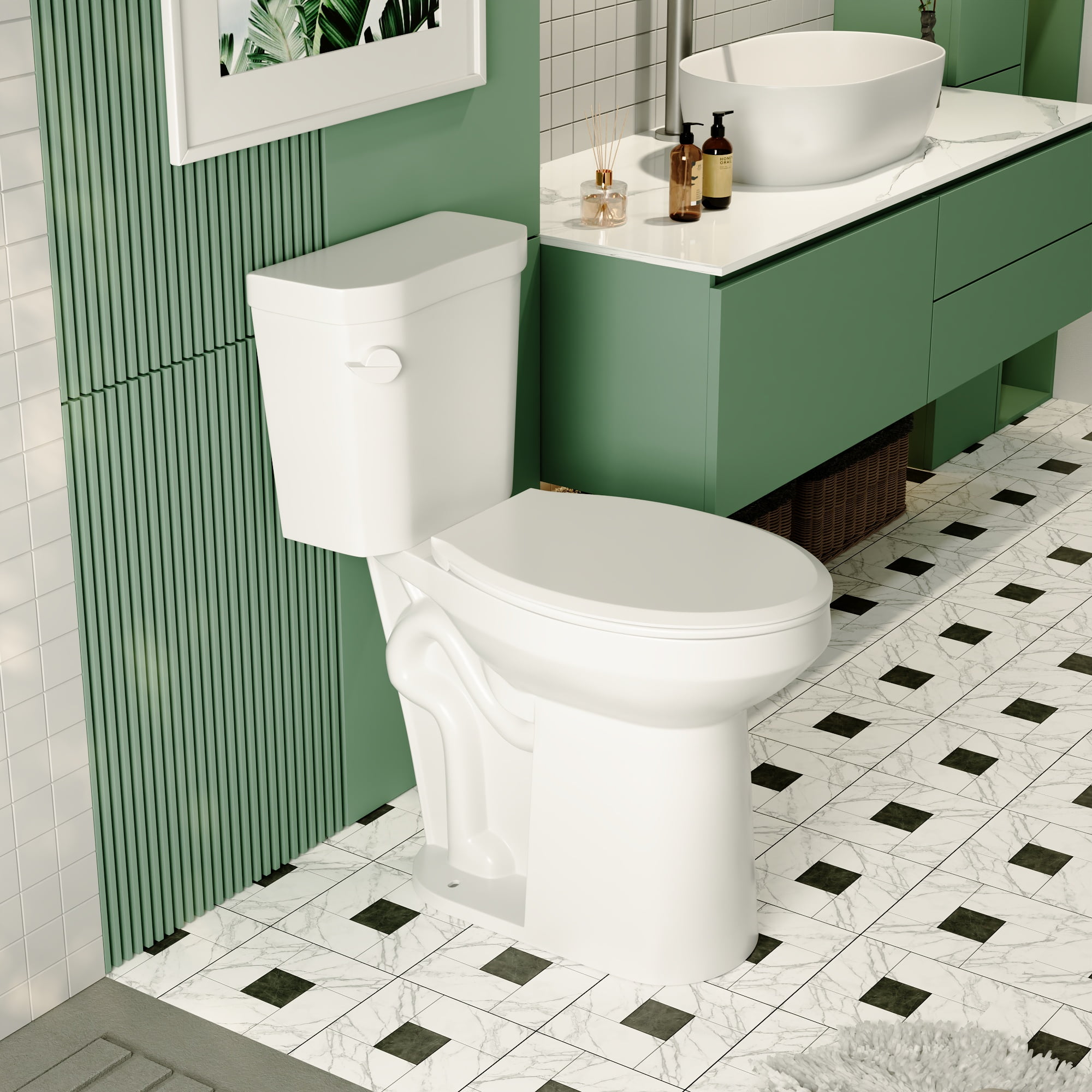 21-Inch White Ceramic Elongated High Efficiency Toilet