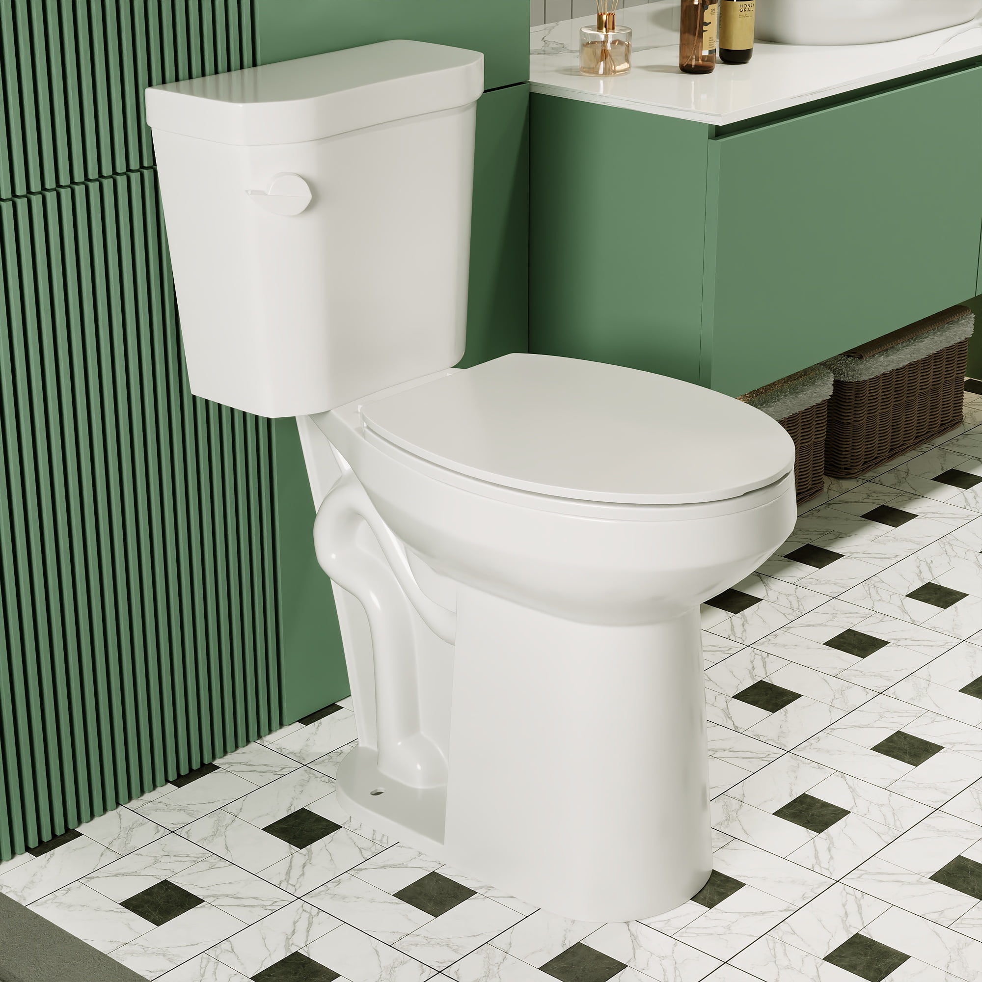 21-Inch White Ceramic Elongated High Efficiency Toilet