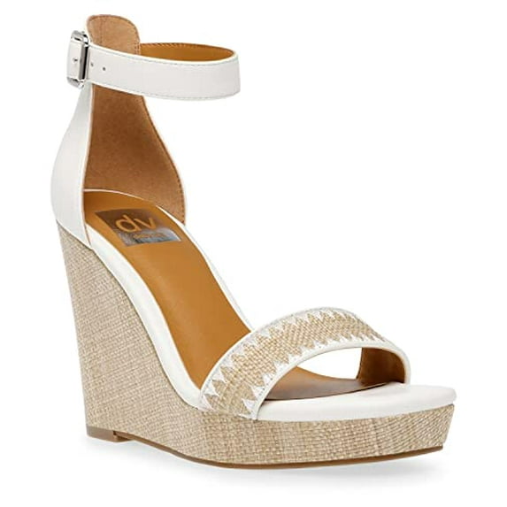 DV Dolce Vita Harla Womens Faux Leather Platform Wedge Sandal, White, 11
