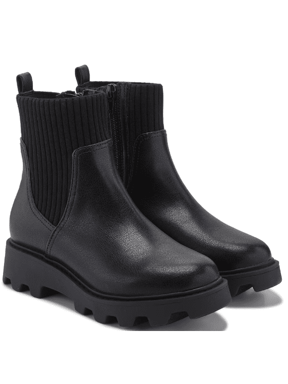 Kid's Black Villa Chelsea Lug Sole Booties, 2 M