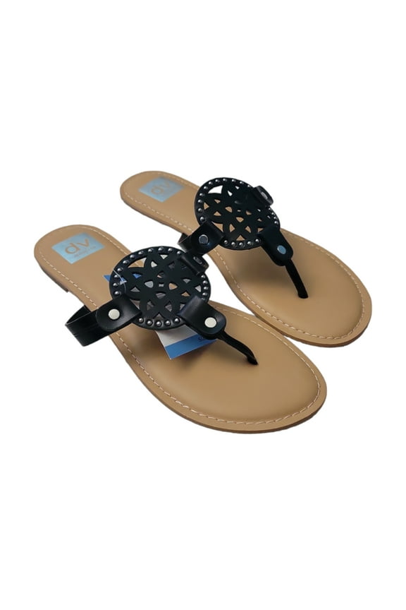 DV Dolce Vita Ladies Comfortable Stylish Gionna Everyday Flat Sandal (Black, 9)