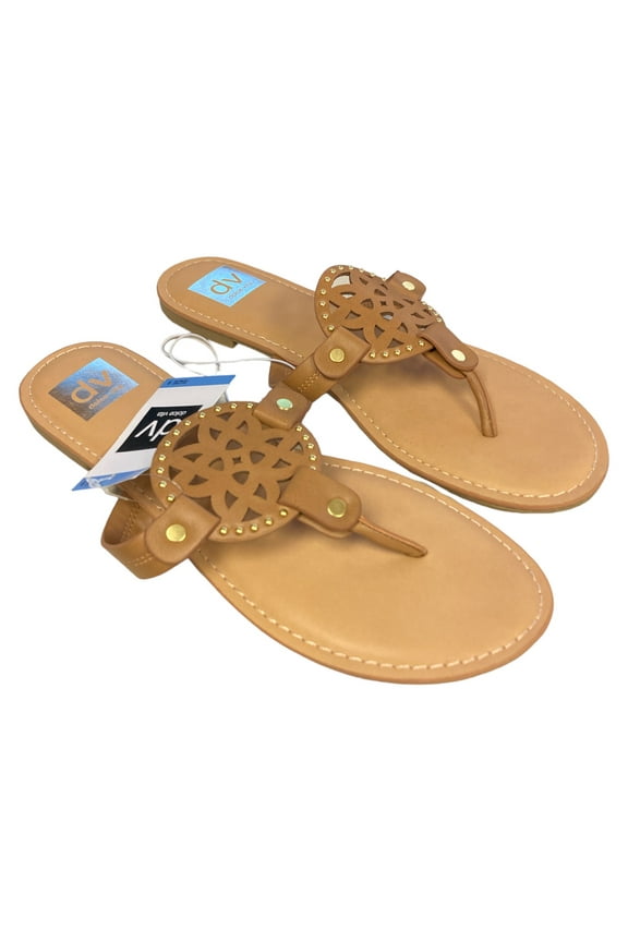 DV Dolce Vita Ladies Comfortable Stylish Gionna Everyday Flat Sandal (Tan, 9)