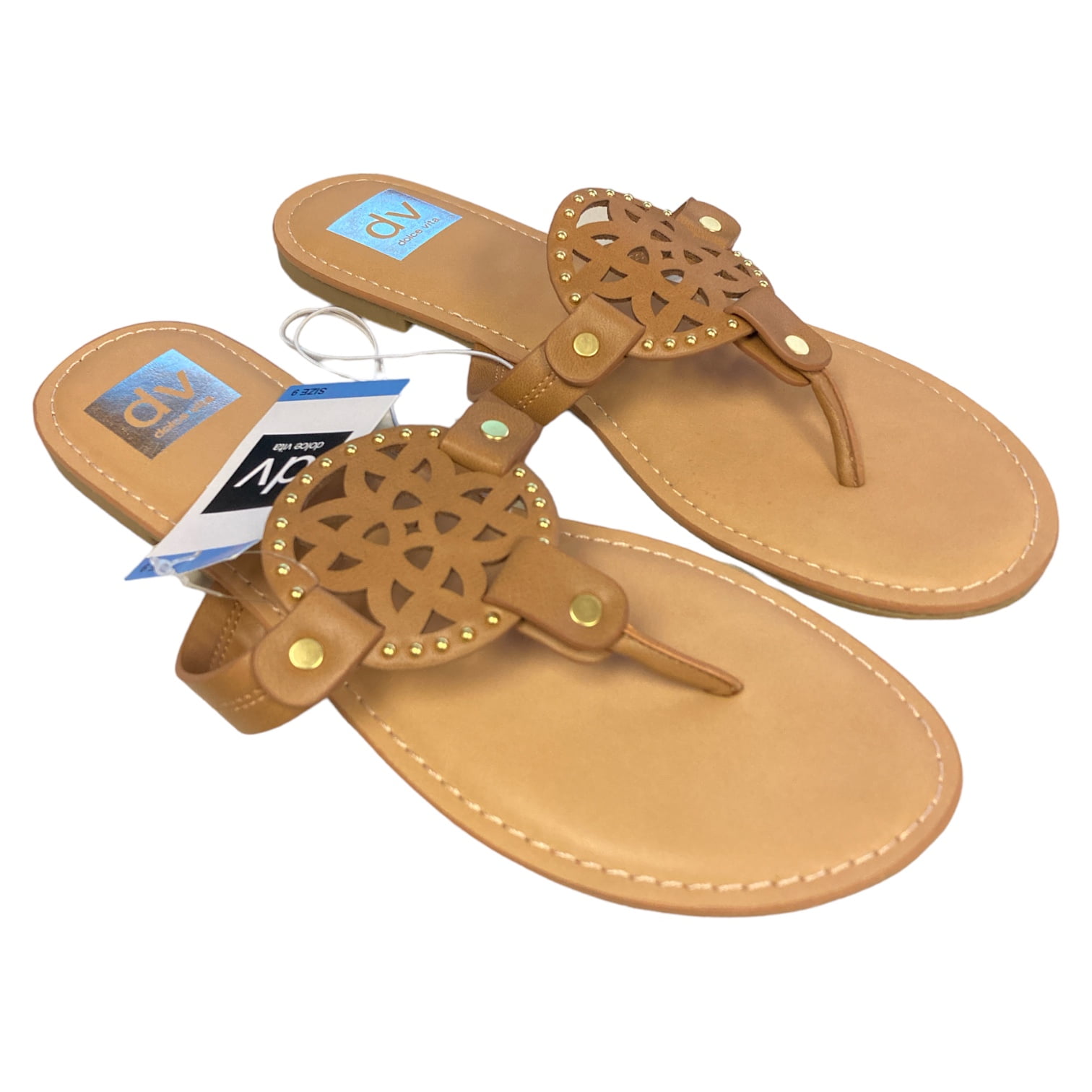 DV Dolce Vita Ladies Comfortable Stylish Gionna Everyday Flat Sandal (Tan, 9)