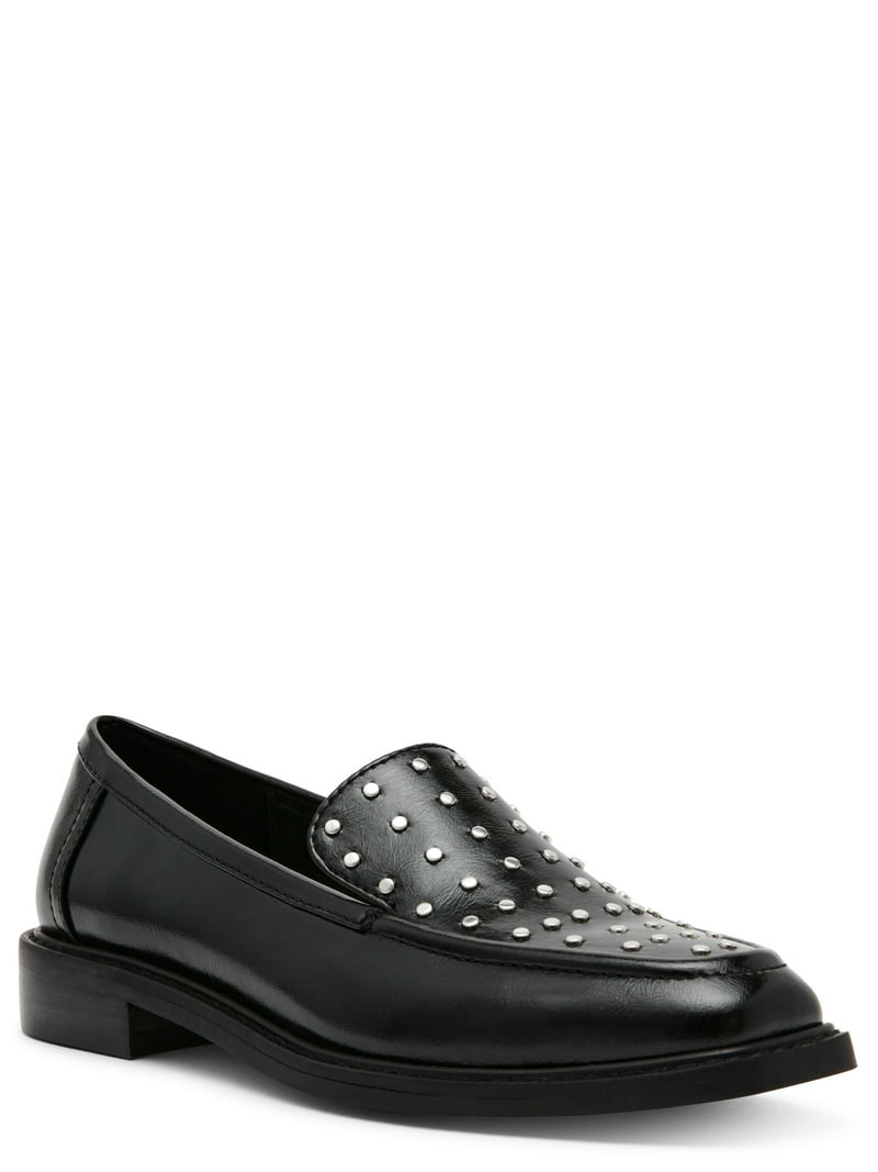 Patent Leather Loafers Studded Slip On Loafers Black Patent