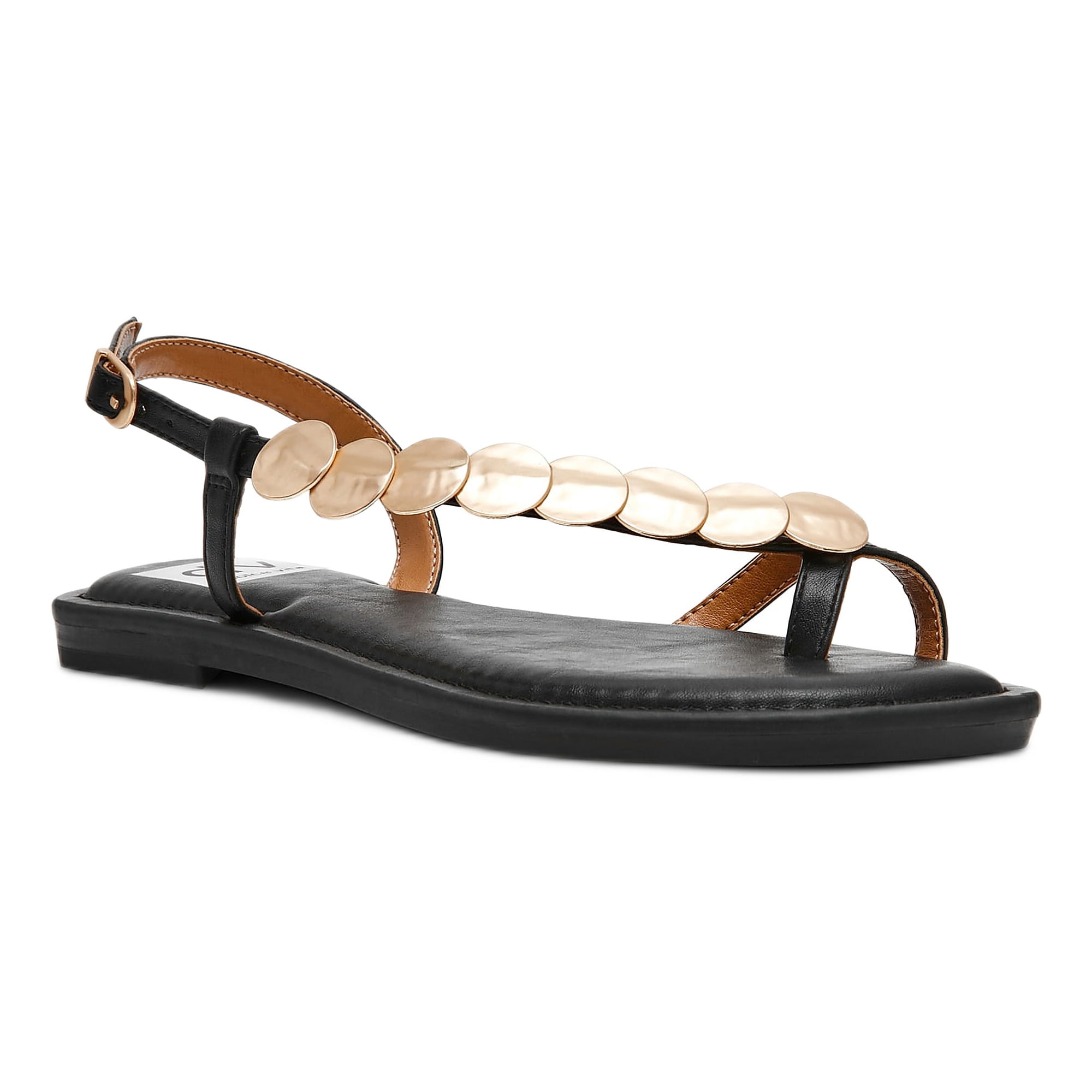 DV Dolce Vita Women's Jetsey Adjustable Strappy Sandal with Gold Detail
