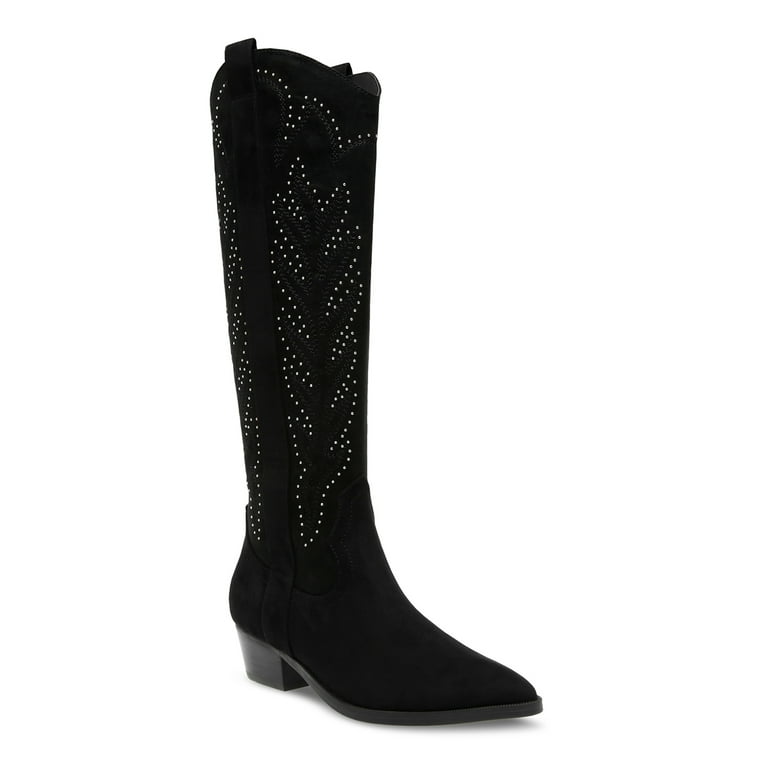 Black knee high boots best sale walmart